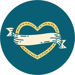 tattoo style icon of a heart and banner