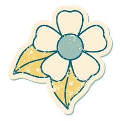 distressed sticker tattoo style icon of a flower