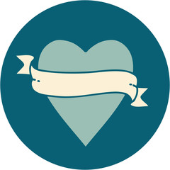 tattoo style icon of a heart and banner
