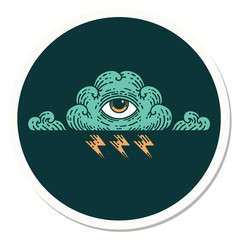 Obraz premium tattoo style sticker of an all seeing eye cloud