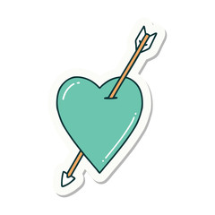 tattoo style sticker of an arrow and heart