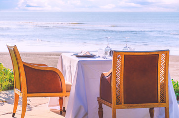 Beach restaurant served table