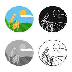 Vector illustration of landscape and wheat logo. Set of landscape and field stock symbol for web.
