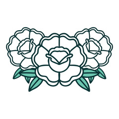 tattoo style icon of a bouquet of flowers