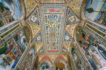 The marvellous Piccolomini Library in the Duomo of Siena, Tuscany, Italy.