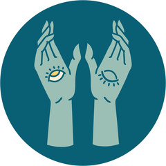 tattoo style icon of mystic hands