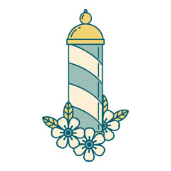 tattoo style icon of a barbers pole