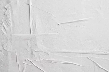 Fotobehang Blank white crumpled and creased paper poster texture background © Kwangmoozaa