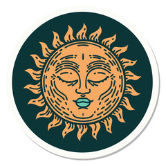 tattoo style sticker of a sun