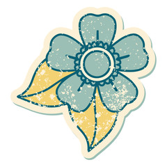 distressed sticker tattoo style icon of a flower