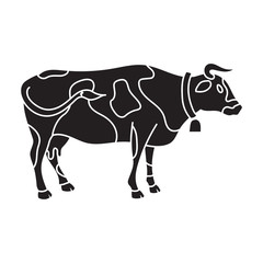 Cow of animal vector icon.Black vector icon isolated on white background cow of animal.