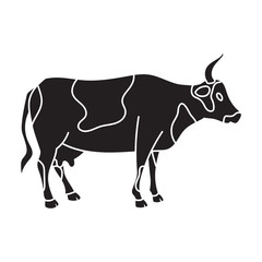 Cow of animal vector icon.Black vector icon isolated on white background cow of animal.