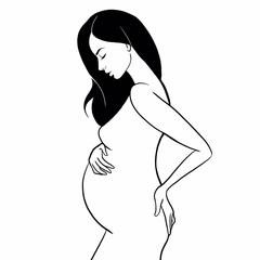 Beautiful pregnant woman sketch illustration portrait 