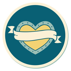 tattoo style sticker of a heart and banner