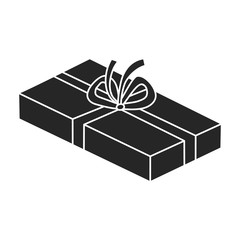 Present box vector icon.Black vector icon isolated on white background present box.