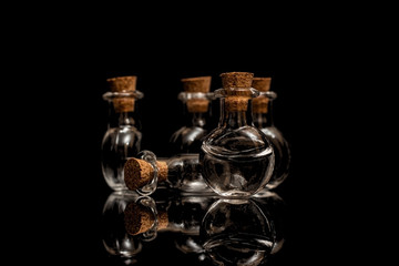 Glass tubes for chemical reagents.