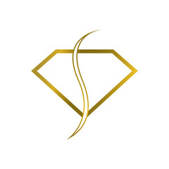 Gold color S alphabet gems diamond shape logo