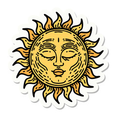 tattoo style sticker of a sun