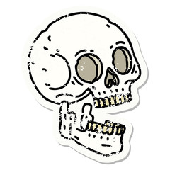 traditional distressed sticker tattoo of a skull