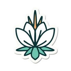 tattoo style sticker of a water lily