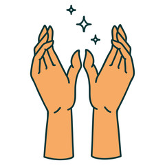 tattoo style icon of mystic hands