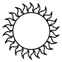 black line tattoo of a sun