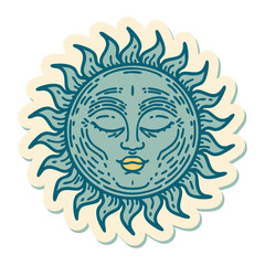 Fototapeta premium tattoo style sticker of a sun