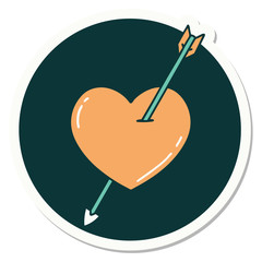 tattoo style sticker of an arrow and heart