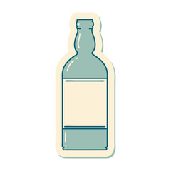 tattoo style sticker of a bottle