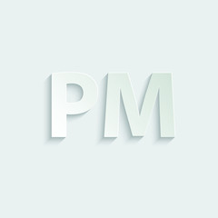 paper PM icon. PM time vector icon. 
