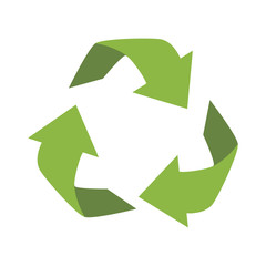 Green recycling sign, isolated on white background. Vector reuse symbol. Perfect for ecological design, eco-friendly packaging. Zero waste lifestyle.