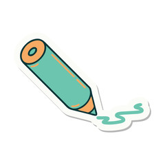 tattoo style sticker of a colouring pencil