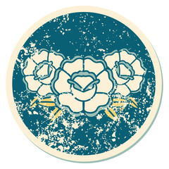 distressed sticker tattoo style icon of a bouquet of flowers