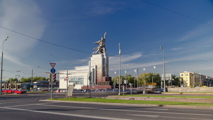 Industrial Worker and Collective Farm Girl monument, timelapse, Moscow, Russia