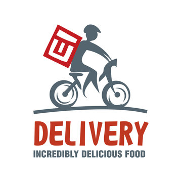Vector food delivery, icons, logo and illustrations, man
