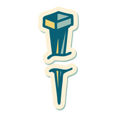 tattoo style sticker of iron nail