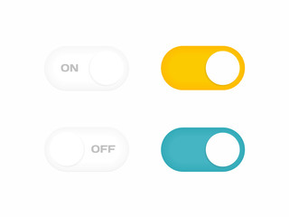 On and Off toggle switch buttons. Modern flat style vector illustration