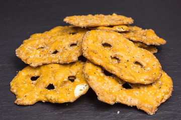 pretzel pieces seasoned with sea salt and pepper