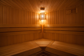 Fototapeta na wymiar Traditional wooden dry steam room in country house.