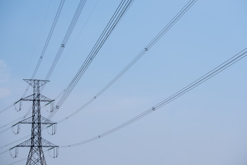 Power Tower on sky background. Concept of clean energy.