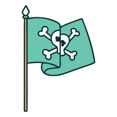 tattoo style icon of a pirate flag