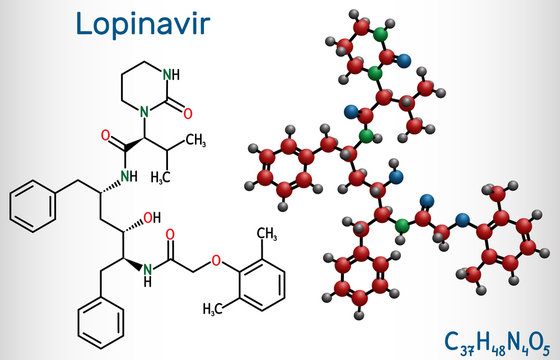 Lopinavir Molecule. It Is An Antiretroviral Protease Inhibitor, Used In With Ritonavir In The Therapy Of Human Immunodeficiency Virus HIV Infection And Acquired Immunodeficiency Syndrome AIDS, 2019-nc