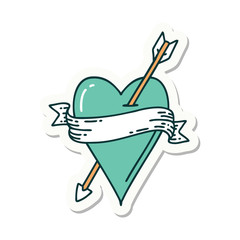 tattoo style sticker of an arrow heart and banner