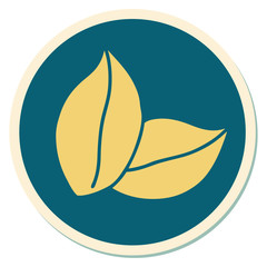 tattoo style sticker of leaves