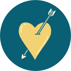 tattoo style icon of an arrow and heart