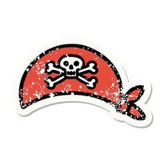 traditional distressed sticker tattoo of a pirate head scarf
