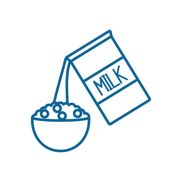 Isolated Milk Box And Cereal Line Style Icon Vector Design