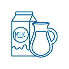 Isolated milk box and jar line style icon vector design