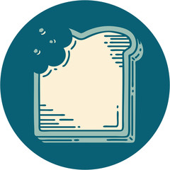 tattoo style icon of a bitten slice of bread