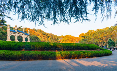 Fototapeta na wymiar Scenery of Sun Yat-sen Mausoleum, Nanjing, Jiangsu Province, China